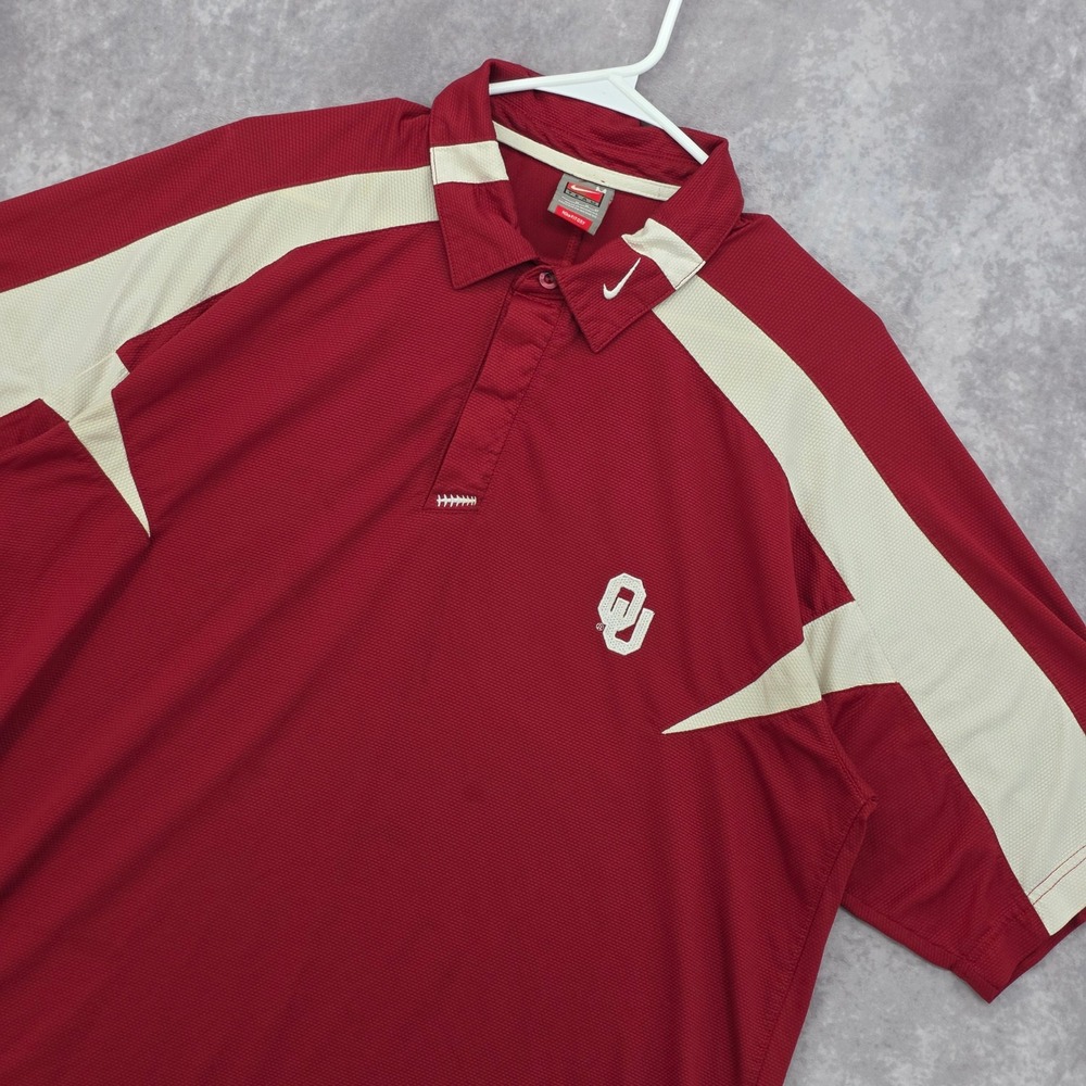Vintage Nike Team Oklahoma Sooners Polo Shirt Mens M Crimson OU NCAA Football